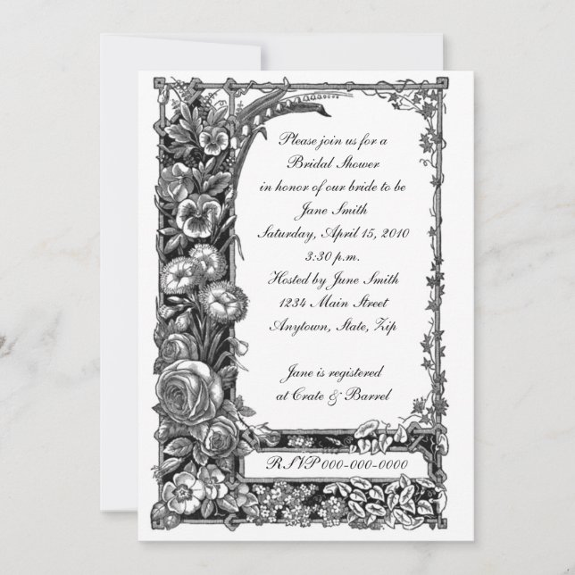 Invitation Fête des mariées de fleurs victoriennes (Devant)