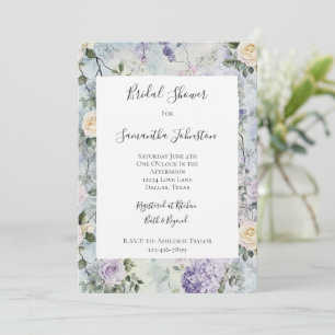 Invitation Fête des mariées de fleurs violettes de crème roma