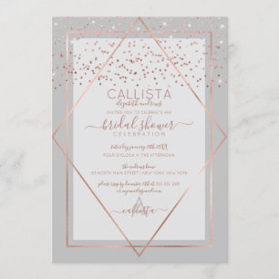 Invitation Fête des mariées de frontière Chic Grey Rose Gold 