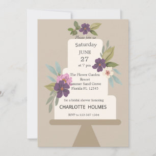 Invitation Fête des mariées de gâteau Mariage floral moderne