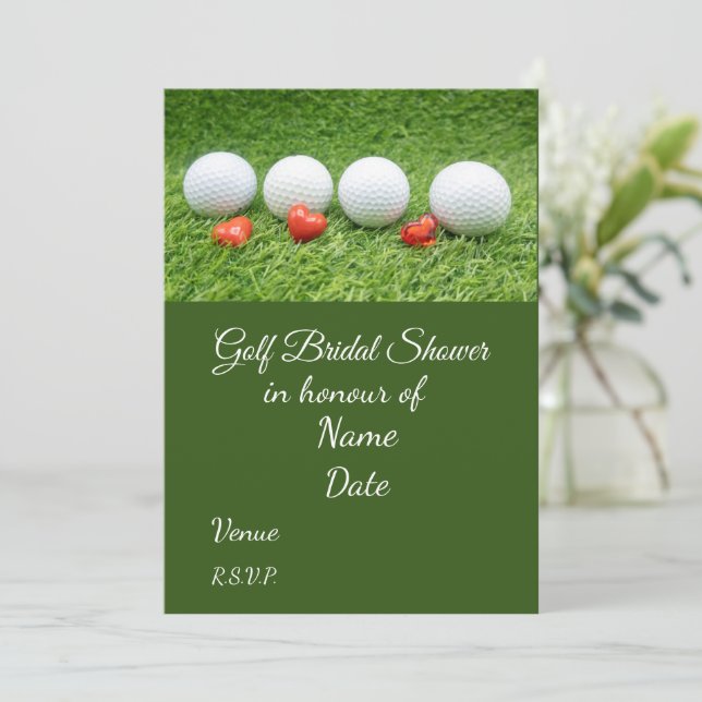 Invitation Fête des mariées de golf avec balle de golf Enregi (Debout devant)