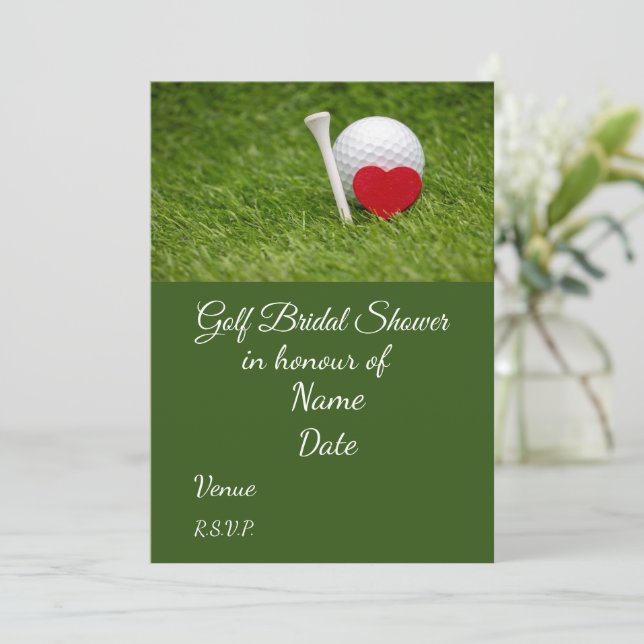 Invitation Fête des mariées de golf avec balle de golf Enregi (Debout devant)