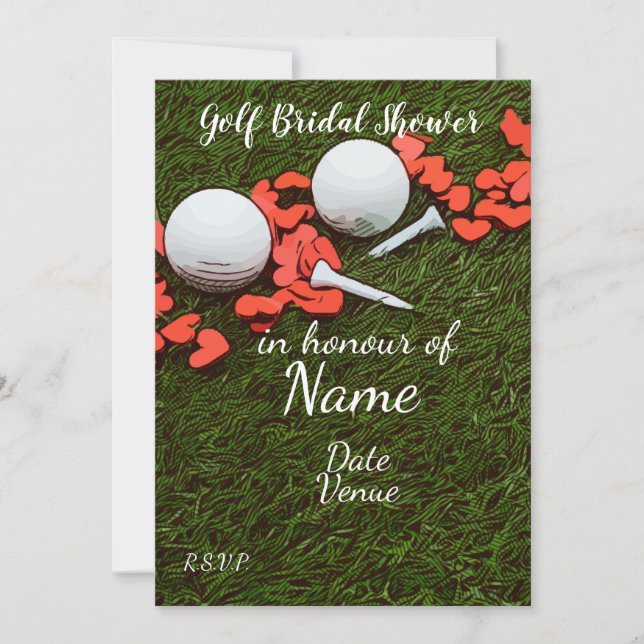 Invitation Fête des mariées de golf avec balle de golf et coe (Devant)