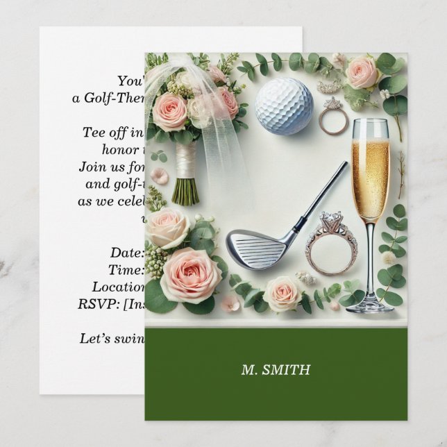 Invitation Fête des mariées de golf sur le thème du golf (Devant / Derrière)