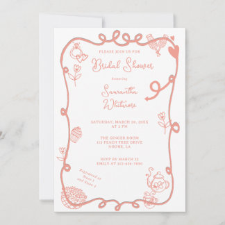 Invitation Fête des mariées de gribouillis de fraise