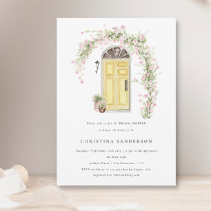 Invitation Fête des mariées de jardin à fleurs rose rustique