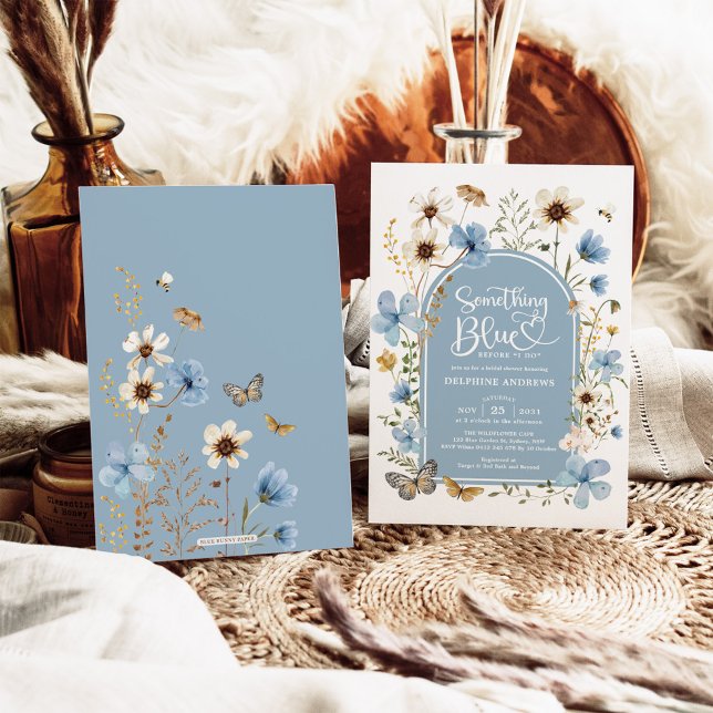 Invitation Fête des mariées de jardin Fleur sauvage bleu (Créateur téléchargé)