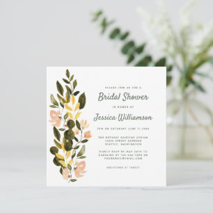 Invitation Fête des mariées de jardin fleuri rustique aquarel