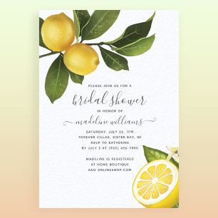Invitation Fête des mariées de jardin moderne Citrus Lemon Ga