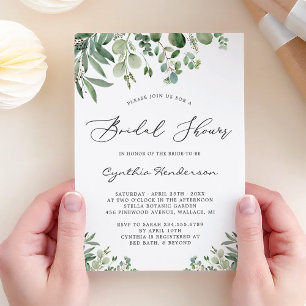 Invitation Fête des mariées de jardin romantique Feuille Euca
