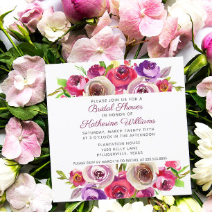 Invitation Fête des mariées de jardin romantique rose vibre