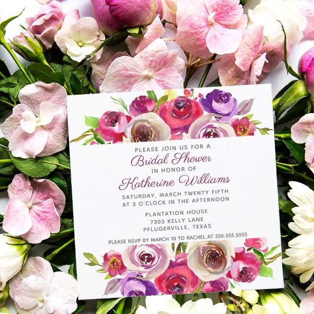 Invitation Fête des mariées de jardin romantique rose vibre (Créateur téléchargé)