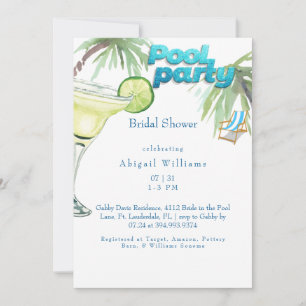 Invitation Fête des mariées de la fête de la piscine Margarit