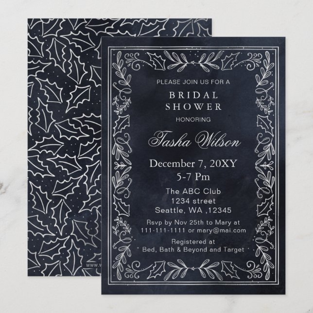 Invitation Fête des mariées de la forêt d'hiver de la Marine  (Devant / Derrière)