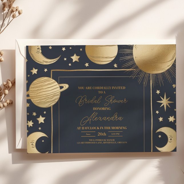 Invitation Fête des mariées de la lune de croissant céleste d (Créateur téléchargé)