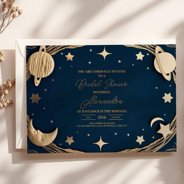 Invitation Fête des mariées de la lune de croissant céleste d (Créateur téléchargé)