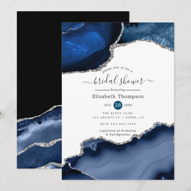 Invitation Fête des mariées de la marine et de l'argent (Devant / Derrière)