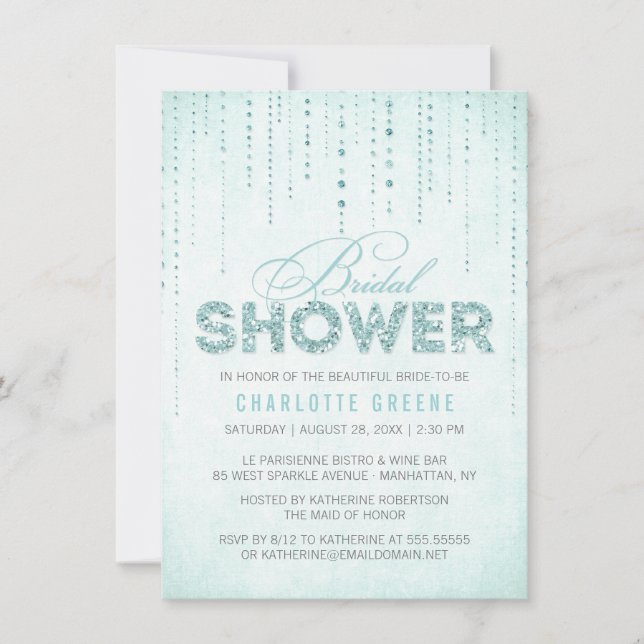 Invitation Fête des mariées de la Parties scintillant Aqua -  (Devant)