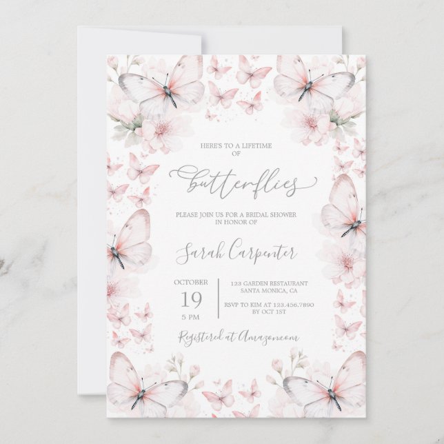 Invitation Fête des mariées de la vie des papillons (Devant)