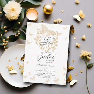 Invitation Fête des mariées de la vie des papillons Gold Gard