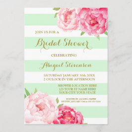 Invitation Fête des mariées de l'aquarelle rose de la menthe
