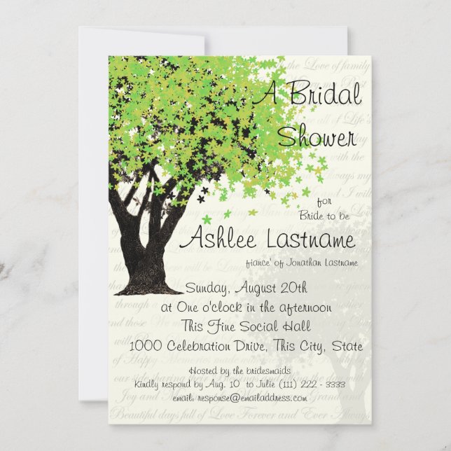 Invitation Fête des mariées de l'arbre des fleurs dansantes (Devant)