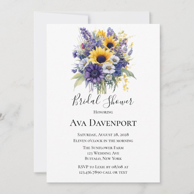 Invitation Fête des mariées de lavande et de tournesol (Devant)