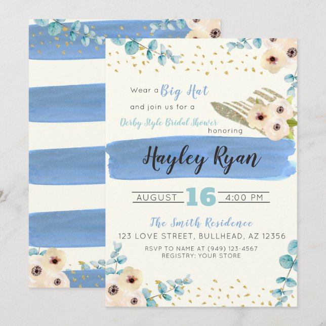 Invitation Fête des mariées de l'Eucalyptus Casquette du Kent (Devant / Derrière)
