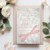 Invitation Fête des mariées de libellules roses