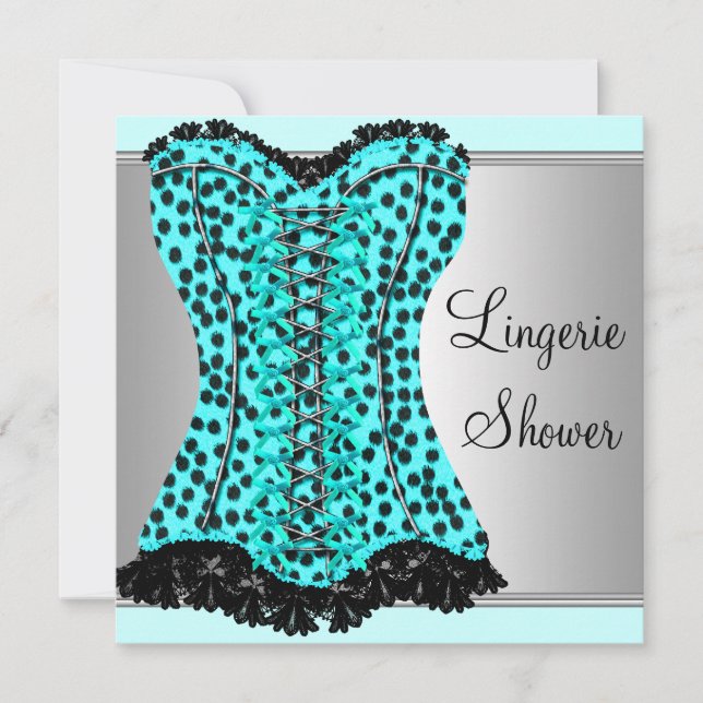 Invitation Fête des mariées de lingerie Leopard turquoise (Devant)