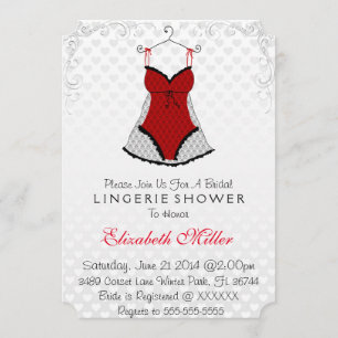 Invitation Fête des mariées de lingerie noire et rouge