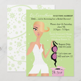 Invitation Fête des mariées de lingerie surprise Vert étincel