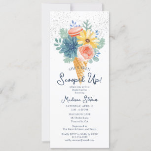Invitation Fête des mariées de Macaron Floral Succulent