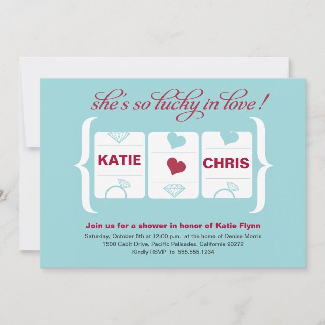 Invitation Fête des mariées de machine à sous (Devant)