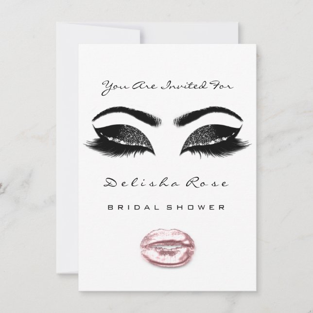 Invitation Fête des mariées de maquillage noir blanc Kiss ros (Devant)