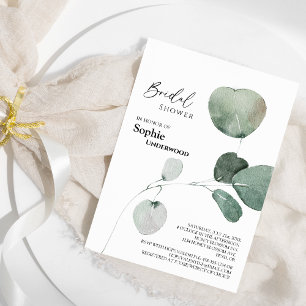 Invitation Fête des mariées de Mariage blanc et vert moderne