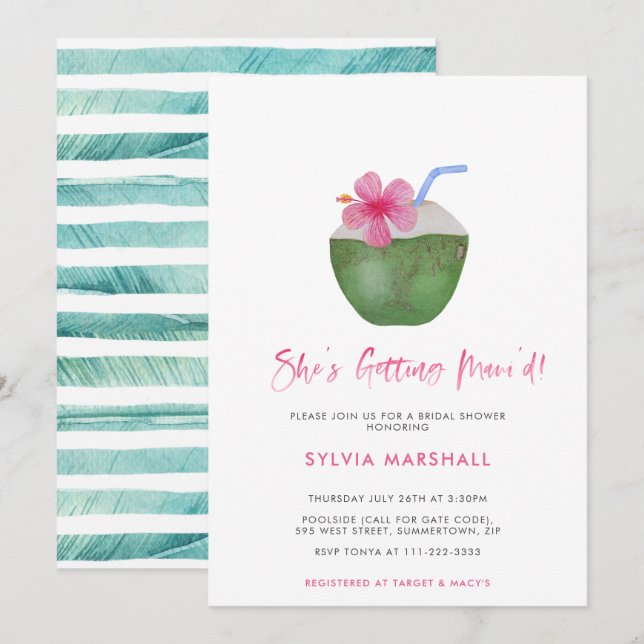 Invitation Fête des mariées de mariage de destination Maui'd  (Devant / Derrière)