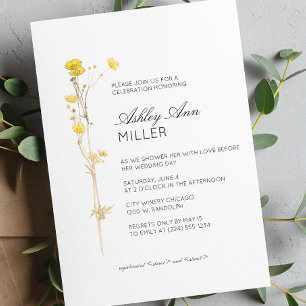 Invitation Fête des mariées de Mariage de détail floral minim