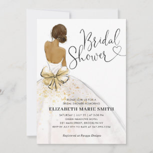 Invitation Fête des mariées de Mariage d'or blanc de mariée m