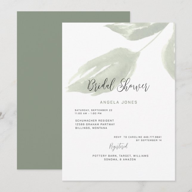 Invitation Fête des mariées de Mariage Ivy Sage (Devant / Derrière)