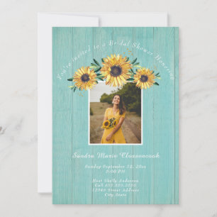 Invitation Fête des mariées de Mariage Rustique Sunflower Aqu