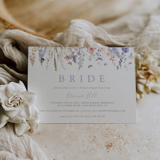 Invitation Fête des mariées de mariée Fleur sauvage de l'été  (Créateur téléchargé)