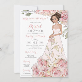 Invitation Fête des mariées de mariée rose roses