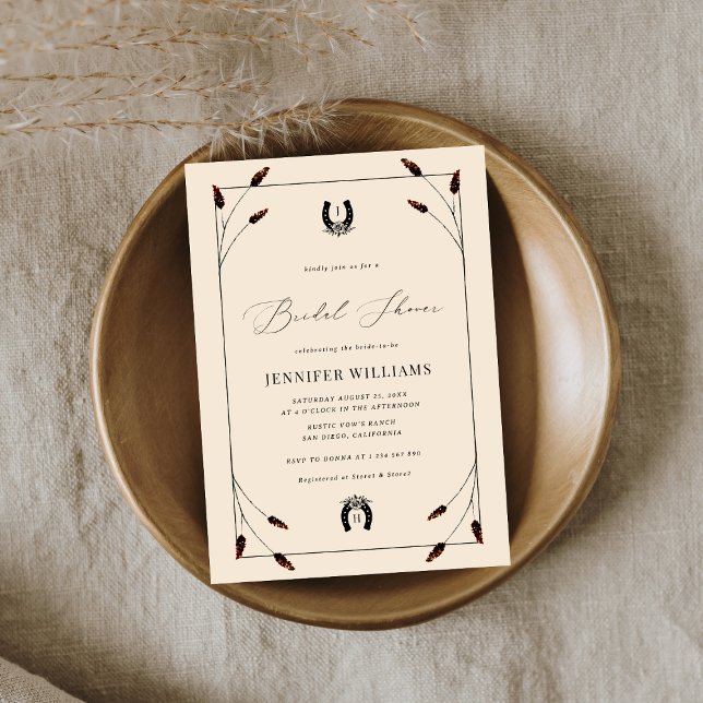 Invitation Fête des mariées de monogramme de l'ouest de Boho (Créateur téléchargé)