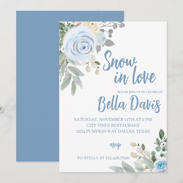 Invitation Fête des mariées de neige en amour (Devant / Derrière)