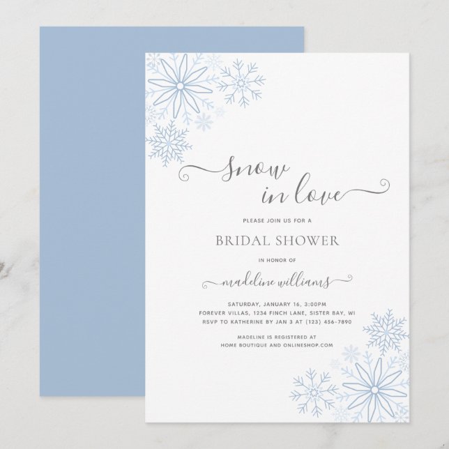 Invitation Fête des mariées de neige en amour (Devant / Derrière)