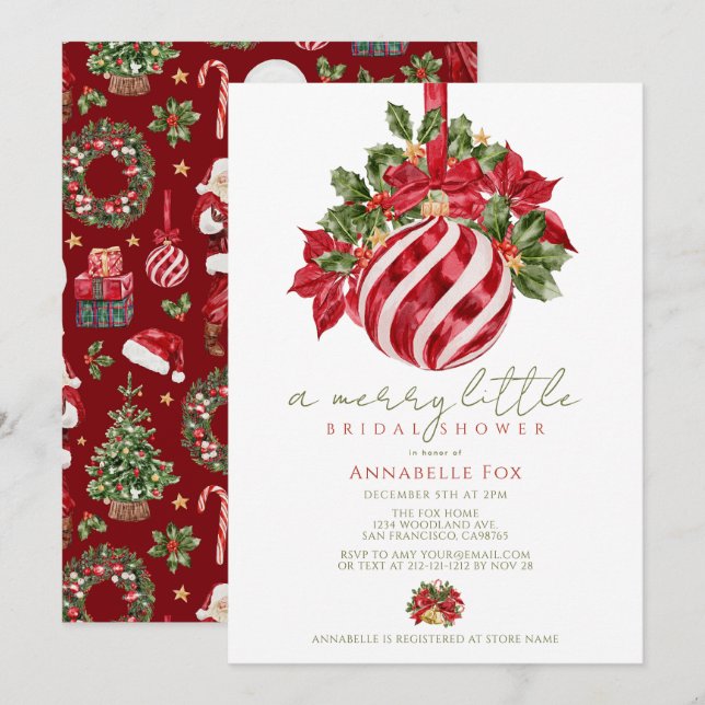 Invitation Fête des mariées de Noël de l'ornement rouge (Devant / Derrière)