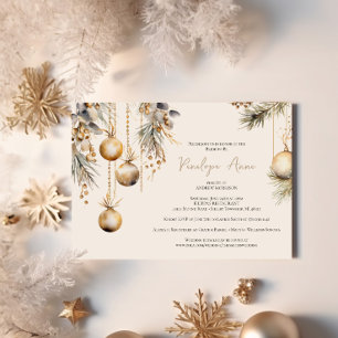 Invitation Fête des mariées de Noël Festive White & Gold