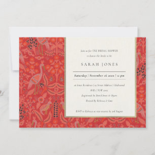 Invitation Fête des mariées de paon fleurie Classé Rouge oran