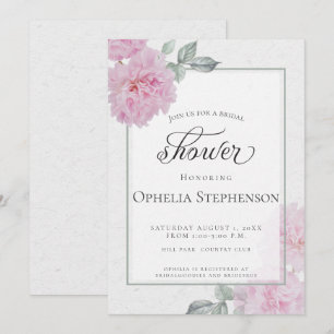 Invitation Fête des mariées de papier de riz rose romantique